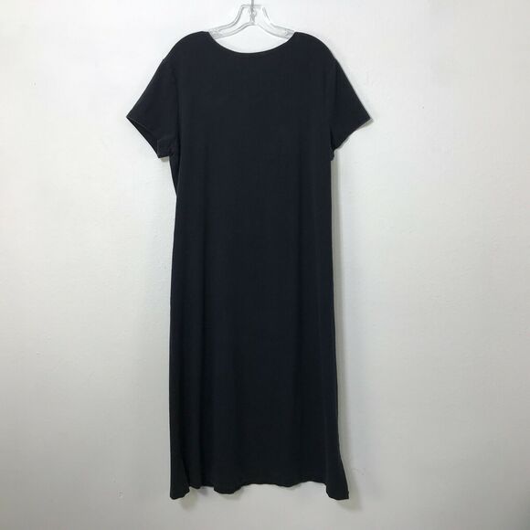 Bfofo Designs Midi Dress Size L Black Short Sleeve Cotton Hieroglyphics Womens - Picture 8 of 9